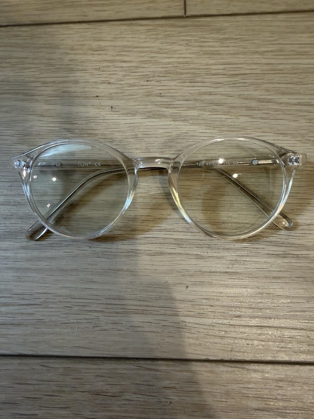 TIJN Blue Light Blocking Glasses,Vintage Round 48-22-145 mm, 02. Transparent